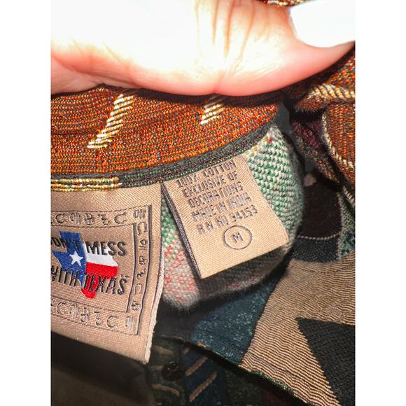 Don't mess with Texas Tapestry Vest Made In USA Vintage 1990s Sz m - Picture 5 of 5